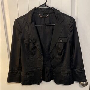 Bebe Black Cropped Blazer with Notched Lapels